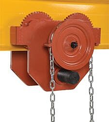 Vestil E-Mt-8-C Steel Geared Eye Manual Trolley 8000 Lb. Capacity, Orange