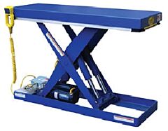 Vestil Ehlt-N-1648-1-32 Steel Electric Hydraulic Narrow Scissor Lift Table 16" X 48" 1000 Lb. Capacity, Blue