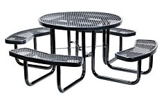 Vestil Pt-Mx-Rt-46-Bk Steel Picnic Table Expanded Metal Round Top 46" X 46", Black
