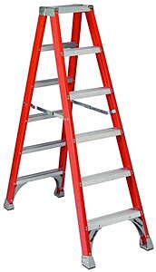 Vestil Fbtfl-10 Fiberglass Twin Front Ladder 10 Step 300 Lb. Capacity, Orange