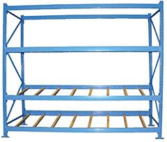 Vestil Flow-4-3 Steel Carton Flow Rack 4 Ft. Length, 3 Level 1,000 Lb. Capacity, Blue