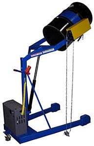Vestil Hdc-305-72-Dc Steel Portable Dc Powered Hydraulic Drum Carrier, Rotator And Boom 71-1/4" Lift Height 800 Lb. Capacity, Blue / Yellow