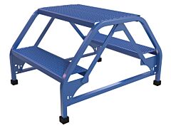 Vestil Lad-Dd-26-2-P Steel Double Sided Ladder 2 Perforated 23-9/16" Step Width 350 Lb. Capacity, Blue