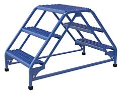 Vestil Lad-Dd-26-3-G Steel Double Sided Ladder 3 Grip Strut 23-9/16" Step Width 350 Lb. Capacity, Blue