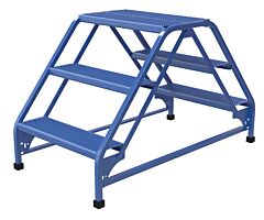 Vestil Lad-Dd-26-3-P Steel Double Sided Ladder 3 Perforated 23-9/16" Step Width 350 Lb. Capacity, Blue