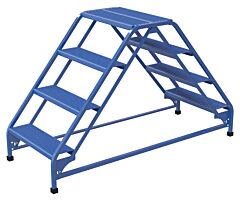 Vestil Lad-Dd-26-4-P Steel Double Sided Ladder 4 Perforated 23-9/16" Step Width 350 Lb. Capacity, Blue