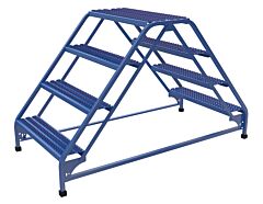 Vestil Lad-Dd-32-4-G Steel Double Sided Ladder 4 Grip Strut Step 30-1/4" Width 350 Lb. Capacity, Blue