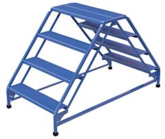 Vestil Lad-Dd-32-4-P Steel Double Sided Ladder 4 Perforated Step 30-1/4" Width 350 Lb. Capacity, Blue