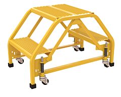 Vestil Lad-Dd-P-18-2-P Steel Double Sided Step Ladder 2 Perforated 16-13/16" Step Width 350 Lb. Capacity, Yellow