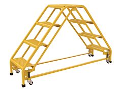 Vestil Lad-Dd-P-18-4-P Steel Double Sided Step Ladder 4 Perforated 16-13/16" Step Width 350 Lb. Capacity, Yellow