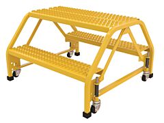 Vestil Lad-Dd-P-32-2-G Steel Double Sided Step Ladder 2 Grip Strut 30-1/4" Step Width 350 Lb. Capacity, Yellow