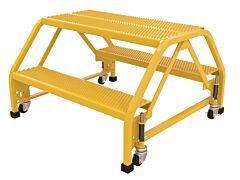 Vestil Lad-Dd-P-32-2-P Steel Double Sided Step Ladder 2 Perforated 30-1/4" Step Width 350 Lb. Capacity, Yellow
