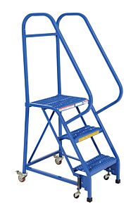 Vestil Lad-Pw-18-3-G Steel Standard Slope Ladder 58 Degree 3 Grip Strut 16-13/16" Step Width 350 Lb. Capacity, Blue