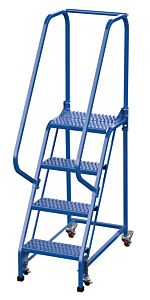 Vestil Lad-Pw-18-4-G Steel Standard Slope Ladder 58 Degree 4 Grip Strut 16-13/16" Step Width 350 Lb. Capacity, Blue