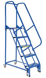 Vestil Lad-Pw-18-5-P Steel Standard Slope Ladder 58 Degree 5 Perforated 16-13/16" Step Width 350 Lb. Capacity, Blue