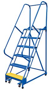 Vestil Lad-Pw-18-6-G Steel Standard Slope Ladder 58 Degree 6 Grip Strut 16-13/16" Step Width 350 Lb. Capacity, Blue