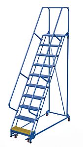 Vestil Lad-Pw-26-10-G Steel Standard Slope Ladder 58 Degree 10 Grip Strut 23-9/16" Step 350 Lb. Capacity, Blue