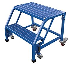 Vestil Lad-Pw-26-2-G-Nhr Steel Standard Slope Ladder 58 Degree 2 Grip No Handrail Step 350 Lb. Capacity, Blue