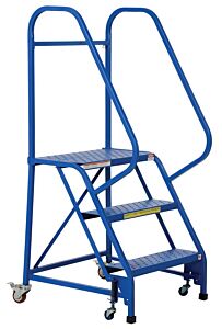 Vestil Lad-Pw-26-3-P Steel Standard Slope Ladder 58 Degree 3 Perforated 23-9/16" Step 350 Lb. Capacity, Blue