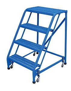 Vestil Lad-Pw-26-4-G-Nhr Steel Standard Slope Ladder 58 Degree 4 Grip No Handrail Step 350 Lb. Capacity, Blue