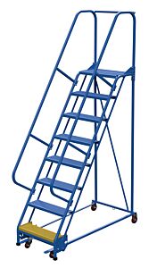 Vestil Lad-Pw-26-8-P Steel Standard Slope Ladder 58 Degree 8 Perforated 23-9/16" Step 350 Lb. Capacity, Blue