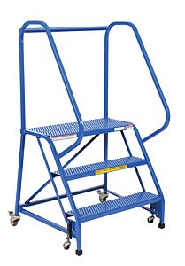 Vestil Lad-Pw-32-3-P Steel Standard Slope Ladder 58 Degree 3 Perforated 30-1/4" Step Width 350 Lb. Capacity, Blue
