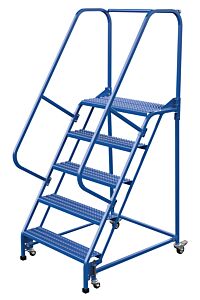 Vestil Lad-Pw-32-5-G Steel Standard Slope Ladder 58 Degree 5 Grip Strut 30-1/4" Step Width 350 Lb. Capacity, Blue