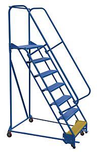 Vestil Lad-Pw-32-7-P Steel Standard Slope Ladder 58 Degree 7 Perforated 30-1/4" Step Width 350 Lb. Capacity, Blue