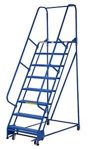 Vestil Lad-Pw-32-8-P Steel Standard Slope Ladder 58 Degree 8 Perforated 30-1/4" Step Width 350 Lb. Capacity, Blue