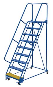 Vestil Lad-Pw-32-9-G Steel Standard Slope Ladder 58 Degree 9 Grip Strut 30-1/4" Step Width 350 Lb. Capacity, Blue