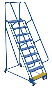 Vestil Lad-Pw-32-9-P Steel Standard Slope Ladder 58 Degree 9 Perforated 30-1/4" Step Width 350 Lb. Capacity, Blue