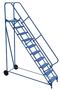 Vestil Lad-Raf-11-24-P-Ez Steel Roll-A-Fold Ladder 50 Degree 11 Perforated 23-9/16" Step Width 350 Lb. Capacity, Blue