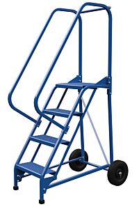 Vestil Lad-Raf-4-P Steel Roll-A-Fold Ladder 58 Degree 4 Perforated 16-13/16" Step Width 350 Lb. Capacity, Blue