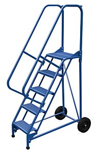 Vestil Lad-Raf-5-P Steel Roll-A-Fold Ladder 58 Degree 5 Perforated 16-13/16" Step Width 350 Lb. Capacity, Blue