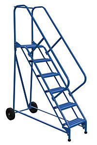 Vestil Lad-Raf-6-G-Ez Steel Roll-A-Fold Ladder 50 Degree 6 Grip Strut 16-13/16" Step Width 350 Lb. Capacity, Blue