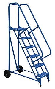 Vestil Lad-Raf-7-G Steel Roll-A-Fold Ladder 58 Degree 7 Grip Strut 16-13/16" Step Width 350 Lb. Capacity, Blue