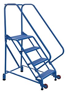 Vestil Lad-Trn-50-4-P Steel Tip N Roll Ladder 50 Degree 4 Perforated 24 In Step Width 350 Lb. Capacity, Blue