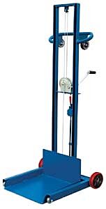 Vestil Llpw-500-Fw Steel Low Profile Lite Load Lift With Winch And Fixed Wheels 20" X 20" Platform 400 Lb. Capacity, Blue