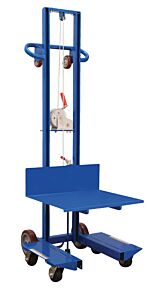 Vestil Llw-242060-4Sfl Steel Lite Load Lift With Winch, Swivel Casters And Manual Floor Lock 24" X 20" Platform 400 Lb. Capacity, Blue