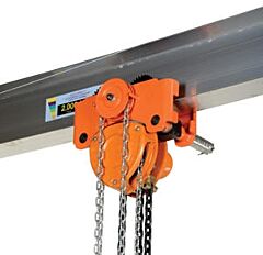 Vestil Low-2G Steel Low Headroom Chain Hoist Gear Trolley 11-1/2" X 11-1/2" X 10" 2,000 Lb. Capacity, Orange