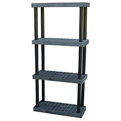 Vestil Pbss-3616-4 Plastic Bulk Shelf And Storage 4 Shelves 16" X 36" X 75" 675 Lb. Capacity, Black