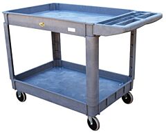 Vestil Plsc-3-2436 Plastic Utility Service Cart 3 Shelves 45" X 25-1/2" X 33-1/2" 550 Lb. Capacity, Gray