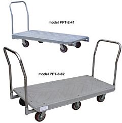 Vestil Ppt-3-61 Plastic Heavy Duty Platform Truck 1 Handle 63-1/2" X 30" X 34" 3000 Lb. Capacity, Gray