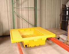 Vestil Prs-51-D Polyethylene Pallet Rack Containment Sump With Drain 51-1/2" X 51-1/2" X 12", Yellow