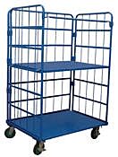 Vestil Rol-3143-2 Steel Foldable/Nestable Roller Container 2 Shelf 31-1/4" X 43-5/8" X 65-1/2" 1100 Lb. Capacity, Blue