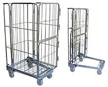 Vestil Rol-95 Galvanized Steel Foldable/Nestable Roller Container 1 Shelf 32" X 26-3/8" X 59" 660 Lb. Capacity, Gray
