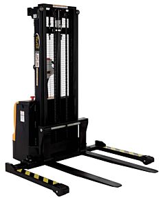 Vestil S-101-Aa-Dm Steel Adjustable Double Mast Stacker 101" Raised Height 2200 Lb. Capacity, Black / Yellow
