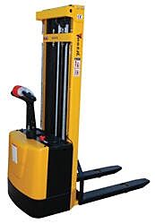 Vestil S-118-Ff Steel Fixed Forks Powered Lift Stacker 118" Raised Height 2000 Lb. Capacity, Black / Yellow