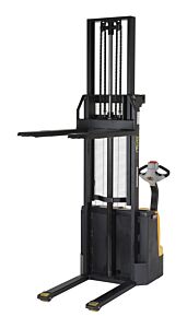 Vestil S-118-Ff-Dm Steel Fixed Forks Double Mast Stacker 118" Raised Height 2200 Lb. Capacity, Black / Yellow