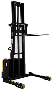 Vestil S3-125-Aa Steel Adjustable Double Mast Stacker 125" Raised Height 3,000 Lb. Capacity, Black / Yellow